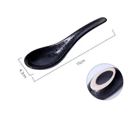 

black japanese style ramen noodle ceramic soup spoon