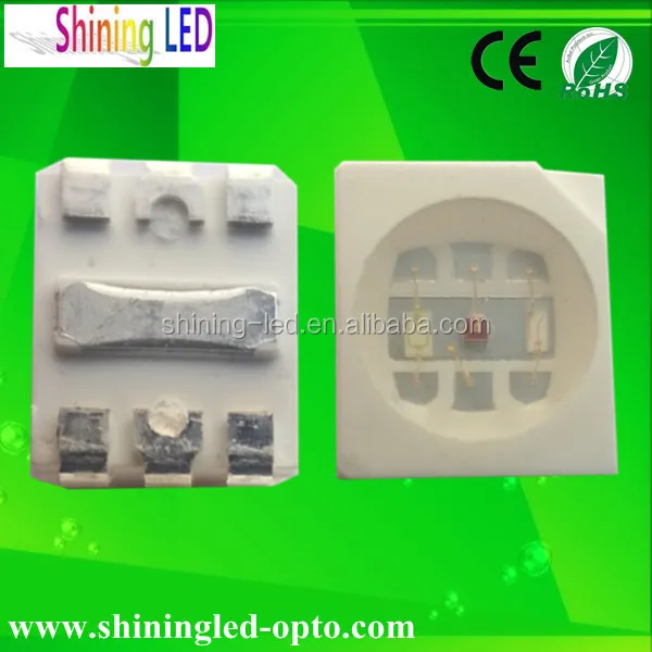 PLCC-6 Tri-Color 3 Chips 6 Pin 2835 RGB SMD LED 0.6W