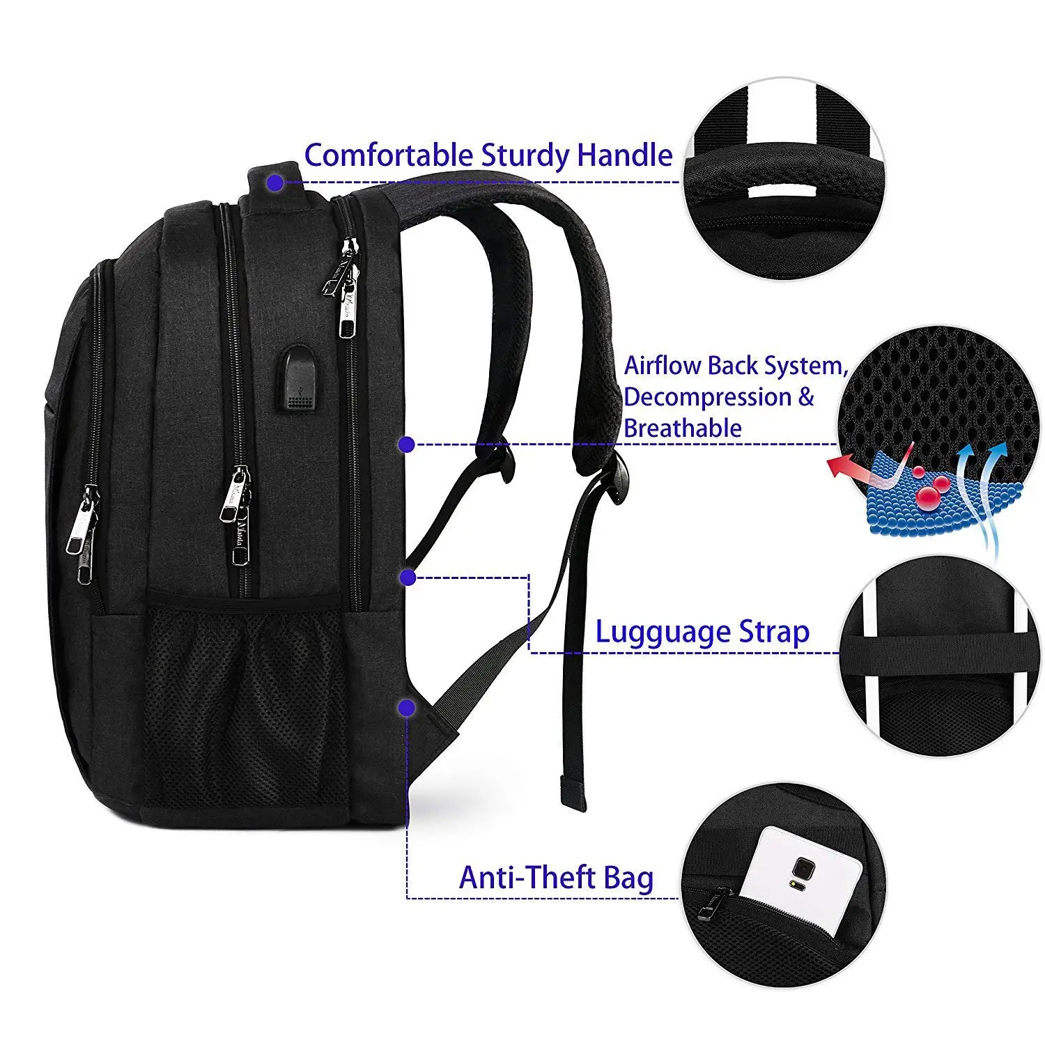 15.6/17/18/19/20 Inch Laptop Backpack Usb Charging Anti Theft Backpack ...