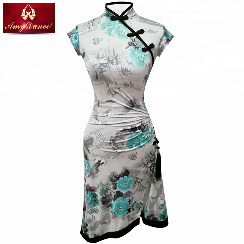 
Custom modern chinese dress hot sexy short cheongsam costume with with chinese kont tassel 