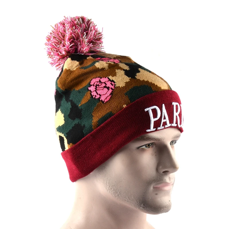 Wholesale Colorful Fancy Heat Sublimation Custom Printed Knit Beanie