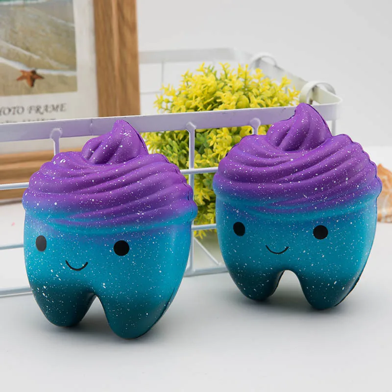 Factory Wholesale 2018 New Jumbo Squishy Cute Starry Teeth Soft PU Foam Slow Rising Stress Relief Toys Gifts
