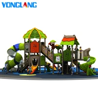 

China theme novelty design amusement park equipment special plastic outdoor playground with 5 slides for sale