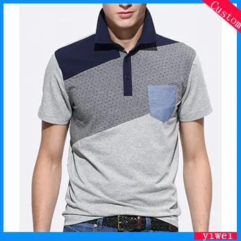 High Quality Stiff Collar Grey Cotton Polo Shirt With Pocket - Buy ...