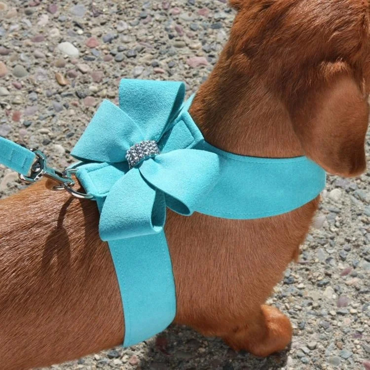

Amazon Top Seller Bowtie Studded Soft Suede Dog Harness Dog Accessories pet leash, Rose, black, purple, bule, pink