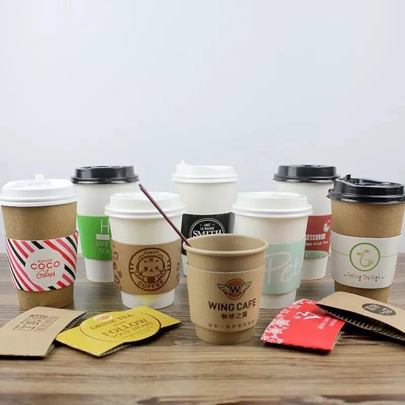 Custom Printed Disposable Ecofriend Double Wall Paper Cups Coffee Sleeves Wholesale Buy