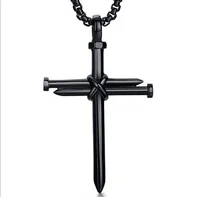 

European and American titanium steel casting nail cross pendant, punk style personality necklace accessories wholesale