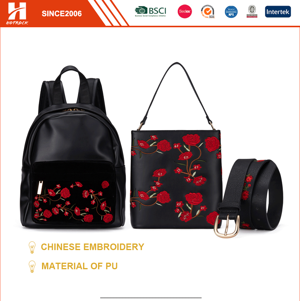 fashion Embroidered women bag sets.gif