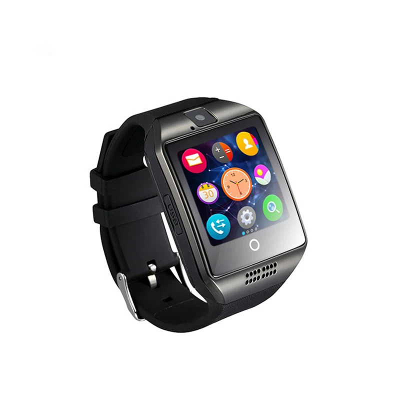 

Q18 Bluetooth Android Sim Card Phone Call Smart Watch with Heart Rate Monitor, Black silver