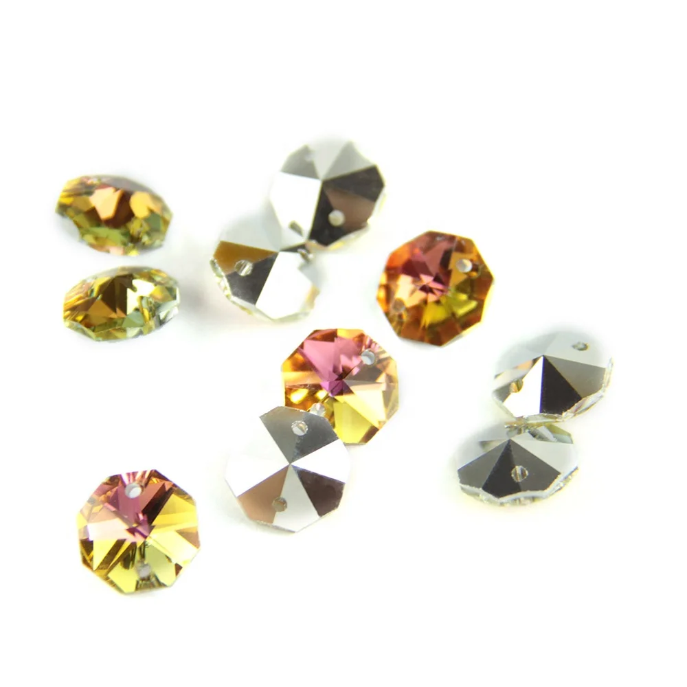 

Free Shipping 14mm 50pcs yellow with back crystal glass beads 8-faceted for home/wedding jewelry decoration