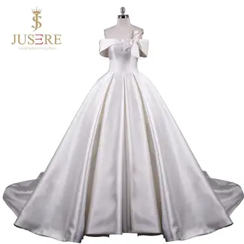 silver satin ball gown