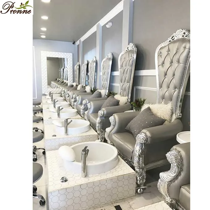 

elegant grey pedicure nail spa chair beauty salon with queen platform, Optional