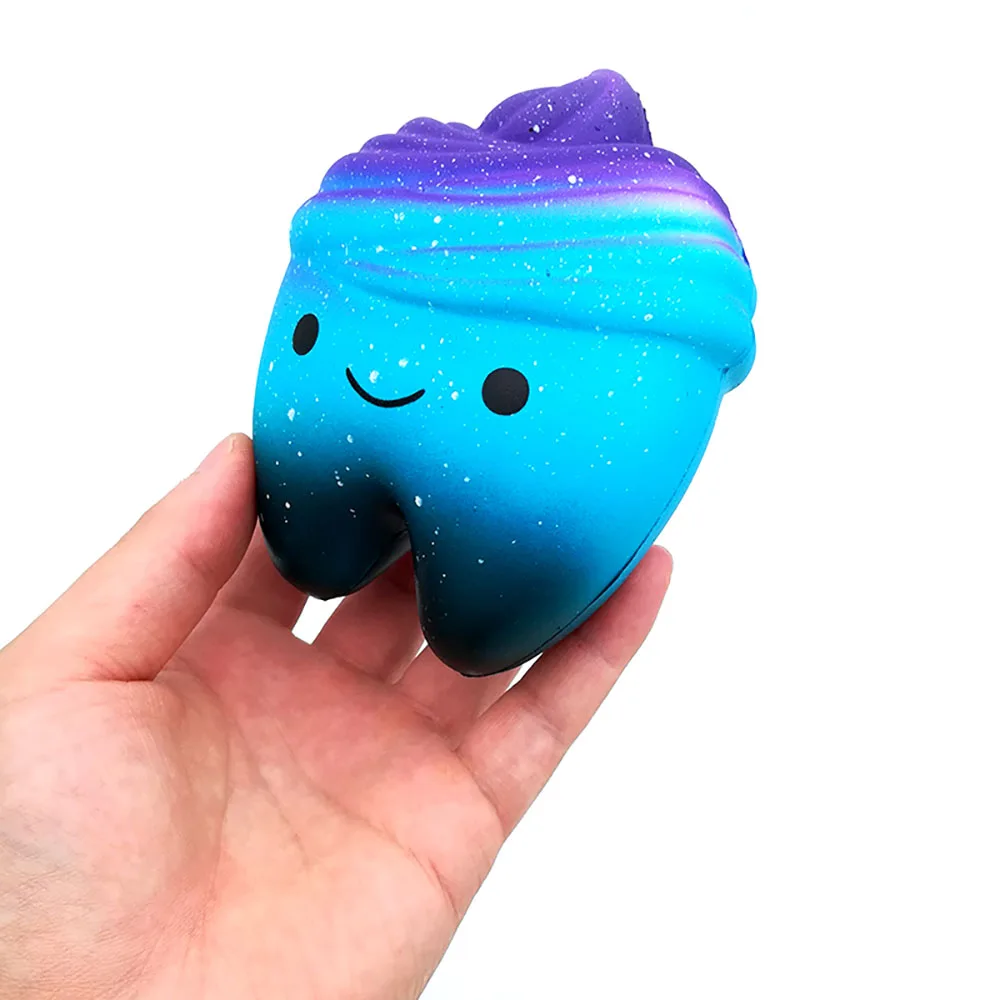 
Soft stress reliever smiley face blue starry beautiful jumbo pack galaxy squishy tooth 