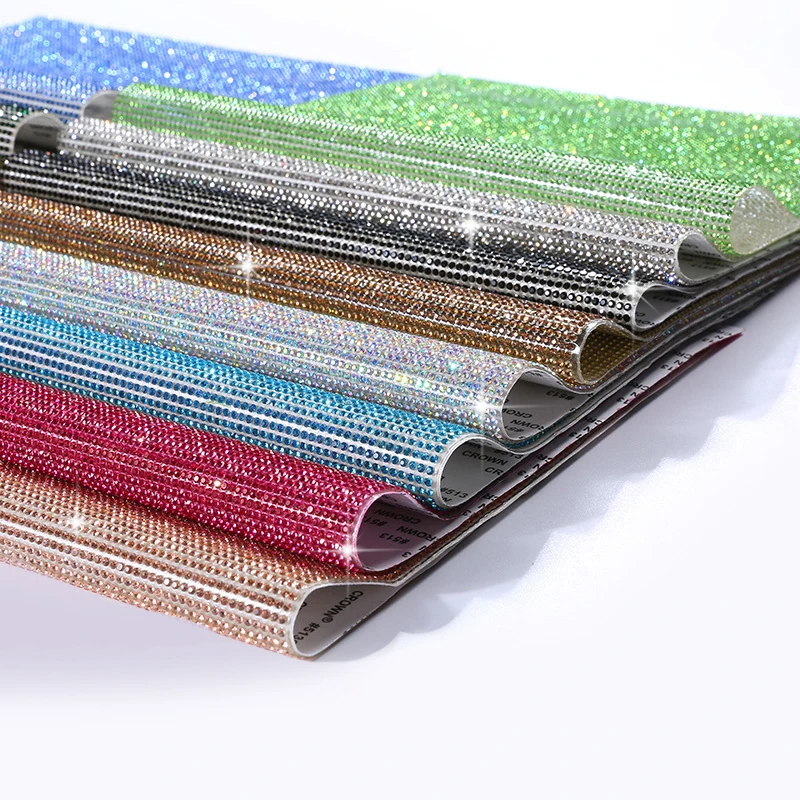 Self adhesive glitter rhinestone sheet trimming for car shoes bag decoration