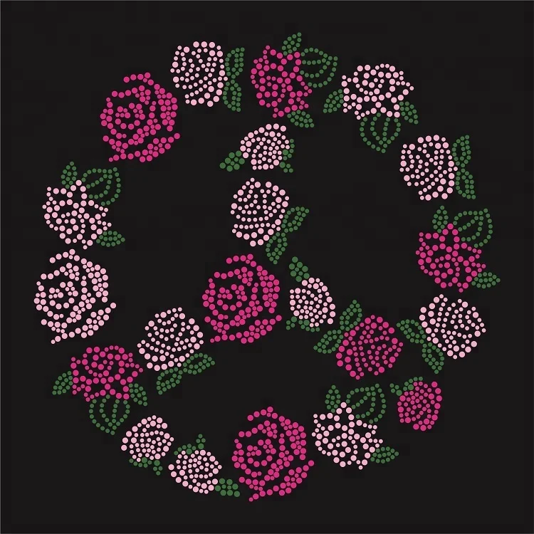 

Iron On Rose Rhinestone Transfer For Lady Shirt, Custom color