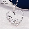 Wholesale Custom Jewelry Inlay Crystal Loving Heart Modelling Necklace 925 Silver Heart Necklace