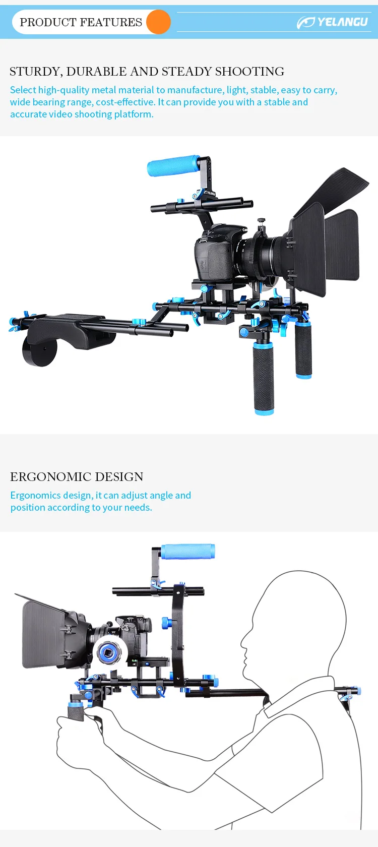 Handeled Dslr Rig Yelangu D206 Dslr Handheld Camera Shoulder Mount Rig Kit + Follow Focus ...