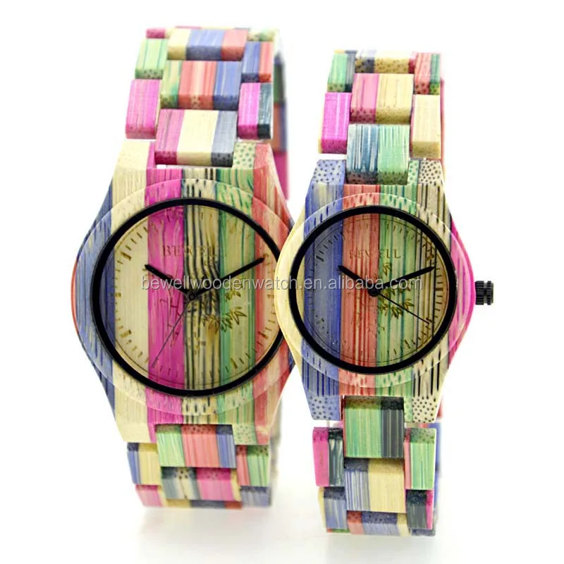 

Wholesale Fashion Bamboo Watch Men Women Custom Logo Wristwatch Colorful Bamboo Watch Couple