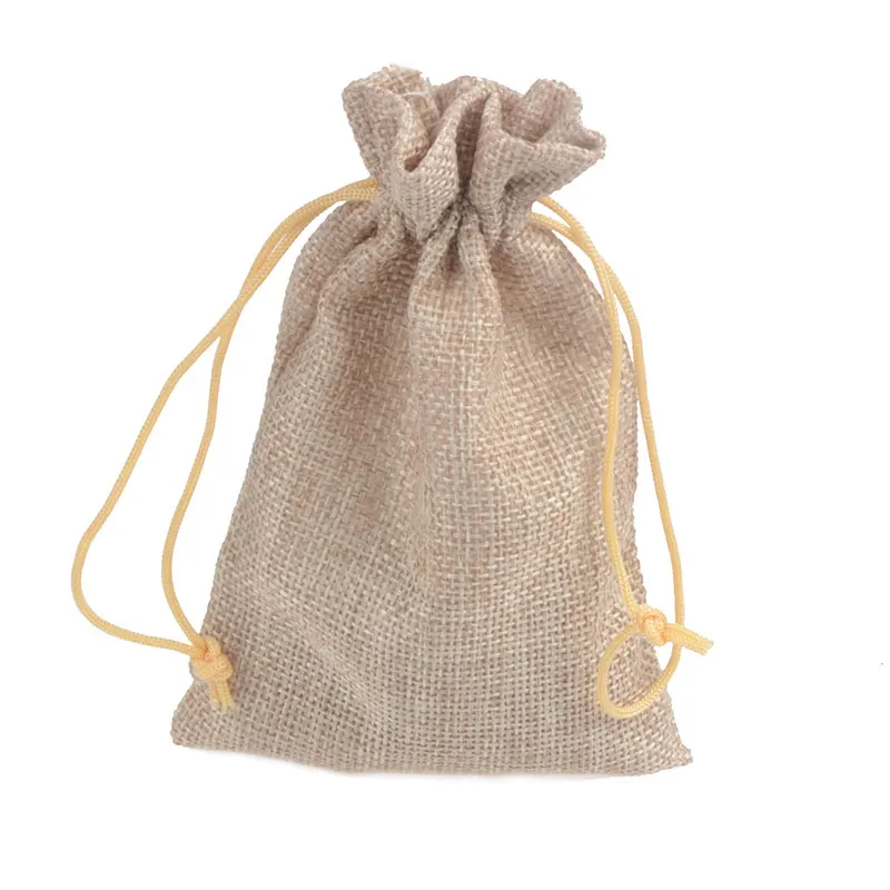 

9x14cm flax drawstring bag gift jewelry linen pouch for fashion packing