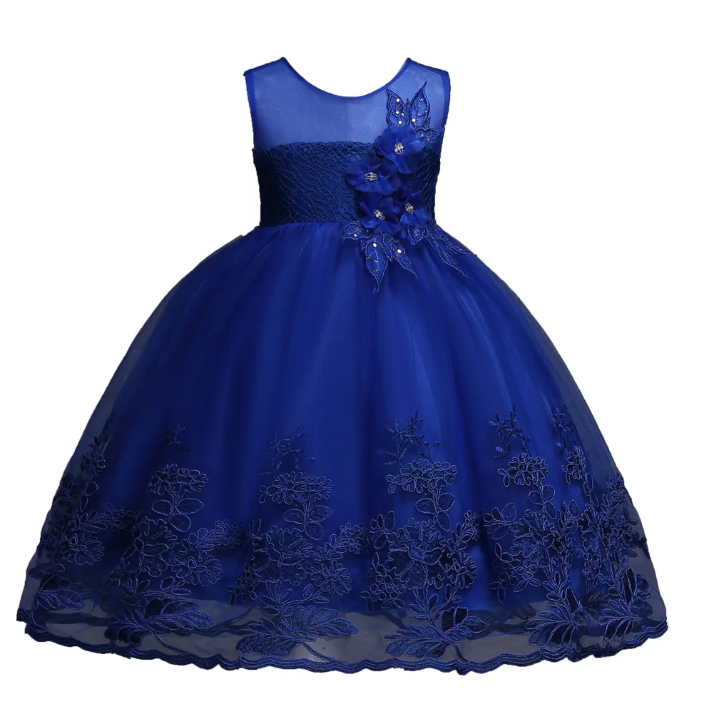 

Three-dimensional Flower girls Dress for wedding Blue girl party Dress for 2 years old Piano Children's Performance Dresses, N/a