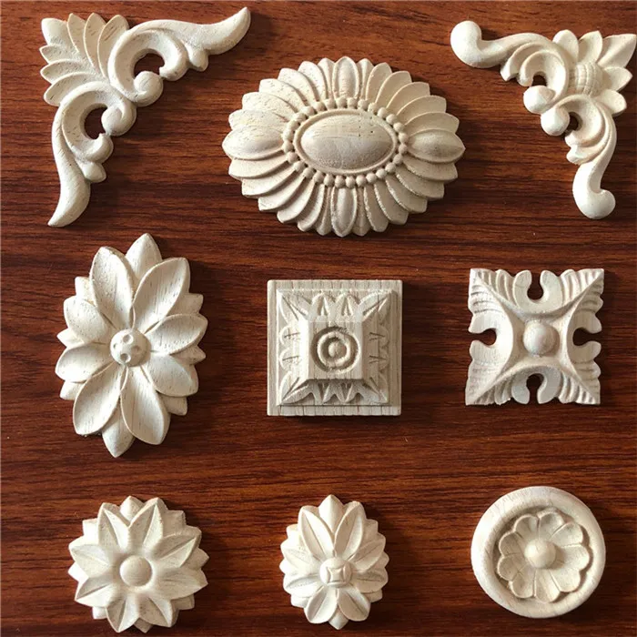 Floral Oval Wood Applique Small Crving Wood Round Appliques Buy Oval