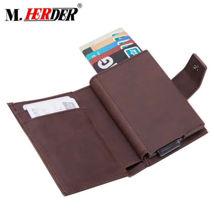 

Wholesale luxury pu leather cardholder minimalist popup cardholder 2 fold wallet rifd credit card holder, As per picture