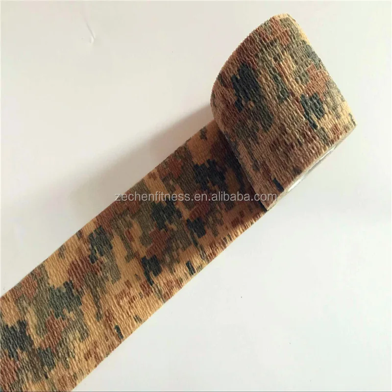 Self adhesive elastic breathable non woven cohesive first aid bandage Camouflage waterproof wrap tape