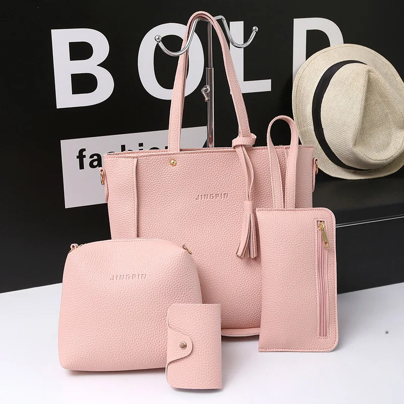 

Popular Style Women Fashion 4pcs/set Handbag Lady Design Purse Handbag, As shown