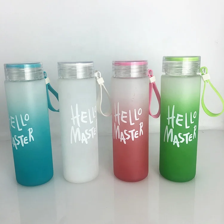 

BPA free 400ml custom frost color glass water bottles with PP lid