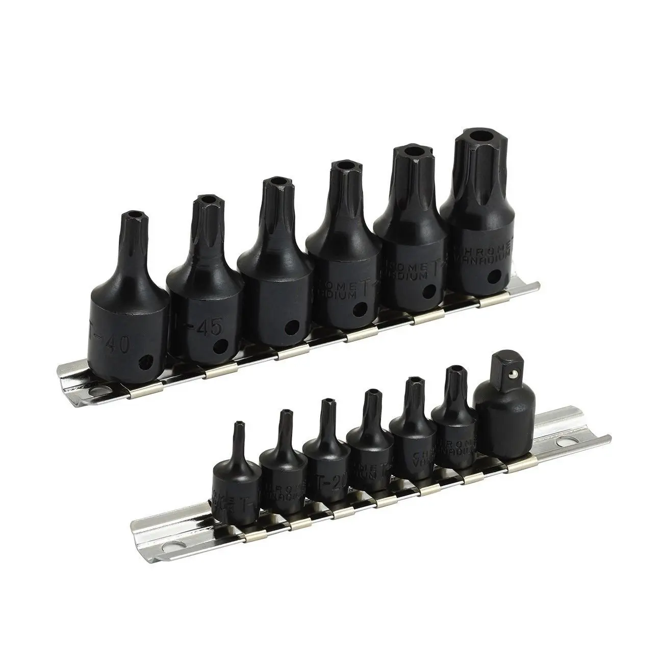 ESKALEX>>15pc TAMPER PROOF TORX AIR IMPACT STAR BIT SOCKET SET SECURITY And 1/4" drive sizes include T10, 15, 20, 25, 27 & 30 3/8" drive sizes include T40, 45, 47, 50, 55 & 60 3/8" to 1/4" drive