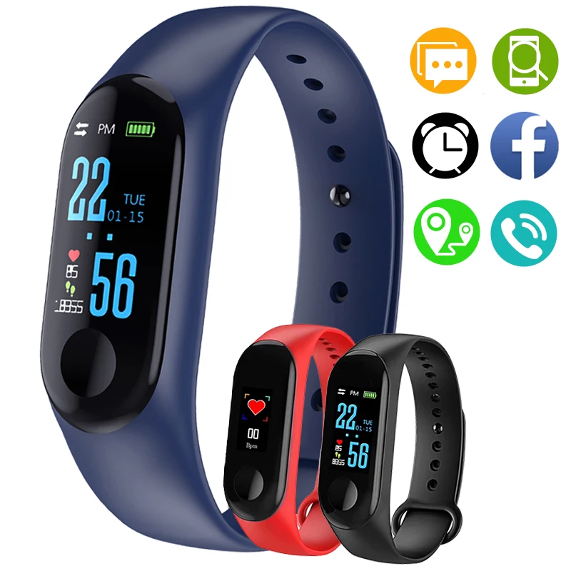 

Smart bracelet blood pressure Heart Rate Monitor Pedometer Fitness Tracker smart band bracelet M3 Smart Watch, N/a