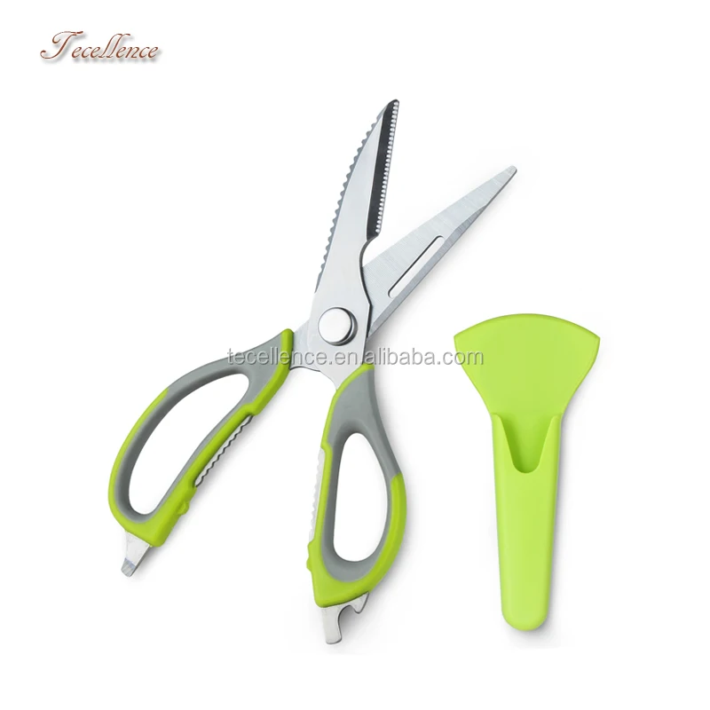 

Professional 7 In 1 Multipurpose Kitchen Scissors Cutter Vegetable Scissors with Magnet Sheath, Green/black;gray/black;green;red;purple brown