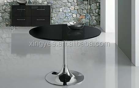 
Modern living room sofa center tables tea furnitures house chromed steel base black tempered glass table round coffee table 