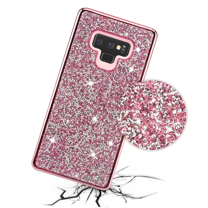 

Crystal Diamond Tpu PC Bling Phone Case Cover For Samsung Galaxy S9 s8 note 8 note 9 Bling Bling Phone Case, 9 colors