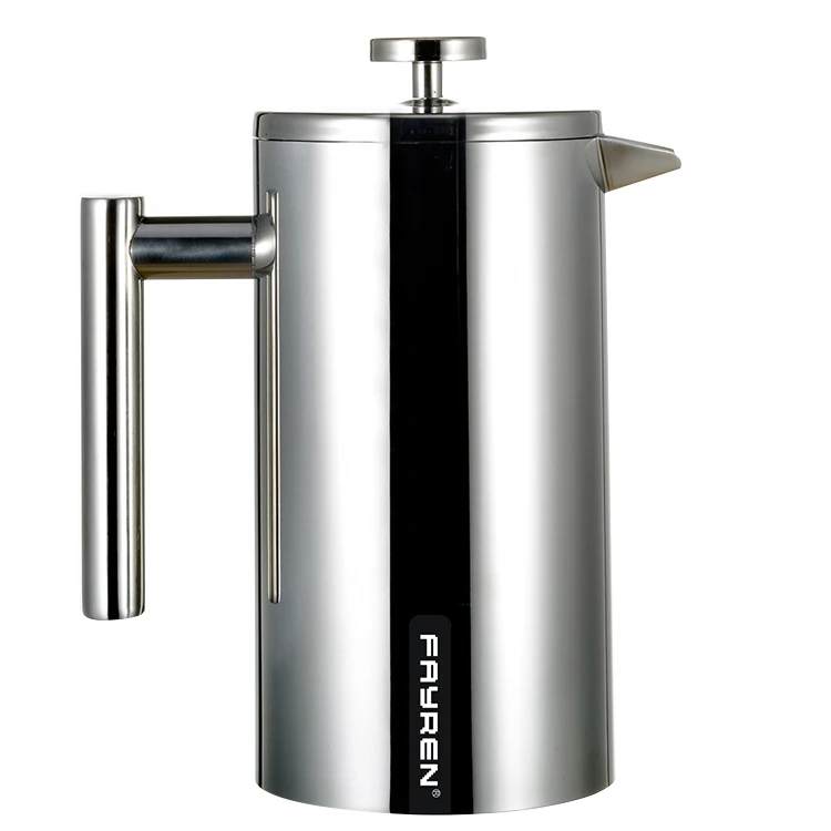 

304 stainless steel lid heat resistant borosilicate glass pot French press coffee kettle tea maker, Customized