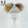 New Product Cute Fashion Knit Kids Hats Fur Pom Pom Crochet Baby Hats