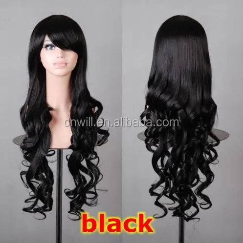 

stock cheap long wavy cosplay wig,synthetic hair party wig 80cm