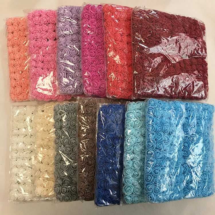 Rose DIY 144 PCS head pink Artificial Flowers Wedding Bride Bouquet PE Foam party festival Home Decor Garland Wreaths