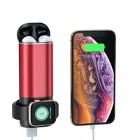 

2019 portable charger qi Wireless Charging For Apple Watch Power bank Wireless Charger 5200mah 3 in 1 headphone qi fast charging