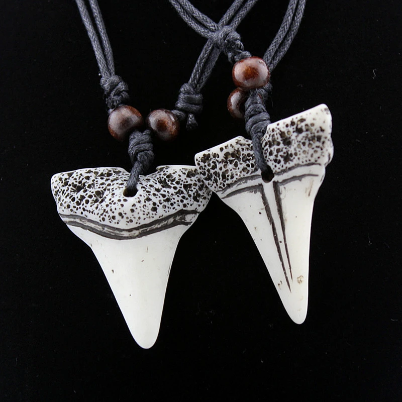 

America Fashion Jewellery Shark Tooth Necklace Wood Bead Necklace Leather Wholesale