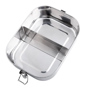 Image of NI001C2 Silicone Seal Ring Leak Proof Stainless Steel 2 Compartment Lunch Box