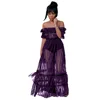 Explosion Models Women's Nightclub Sexy Long Skirt Shoulder Mesh Guangzhou Dress