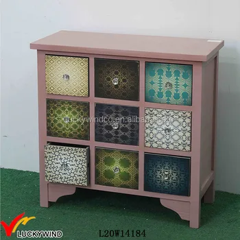 Pink Decal Crystal Knobs Solid Antique Wooden Drawer Cabinet Buy
