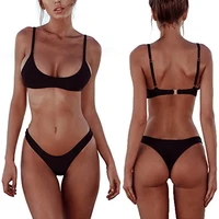 

Hot Sale Custom Plain Swimwear 2019 Brazilian Thong Bikini Swimsuit Sexy Bikini