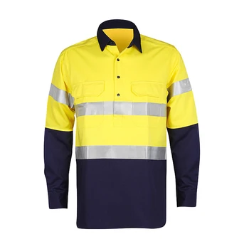 As nzs Yellow And Blue Reflective Shirt Drill Work Uniform 