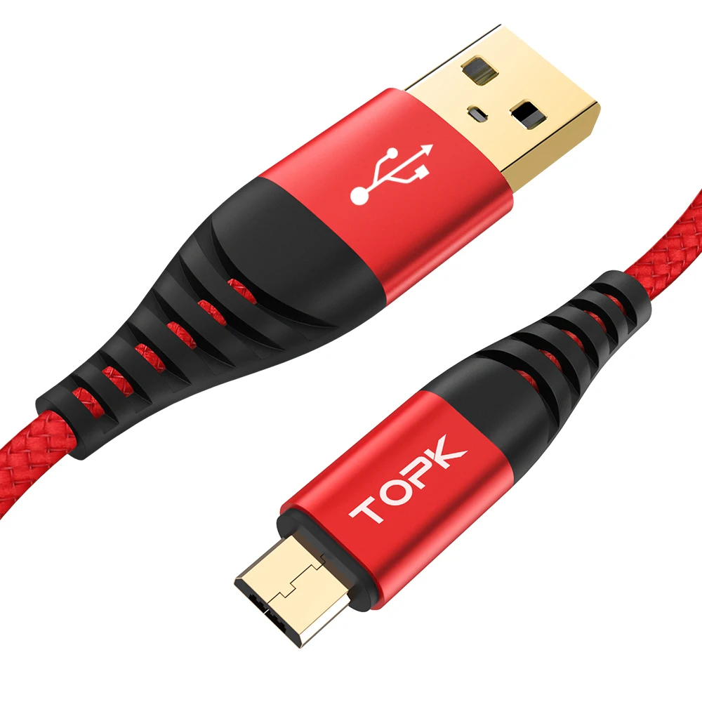 

TOPK AN42 2.4A 1M Hgh Quality Fashion Durable Nylon Braided Micro USB Cable, Dark gray / gray / red / gold