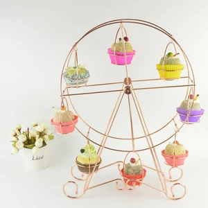 Image of European style wedding party cake stand holder , Dessert serving tray , Metal ferris wheel stand F0083