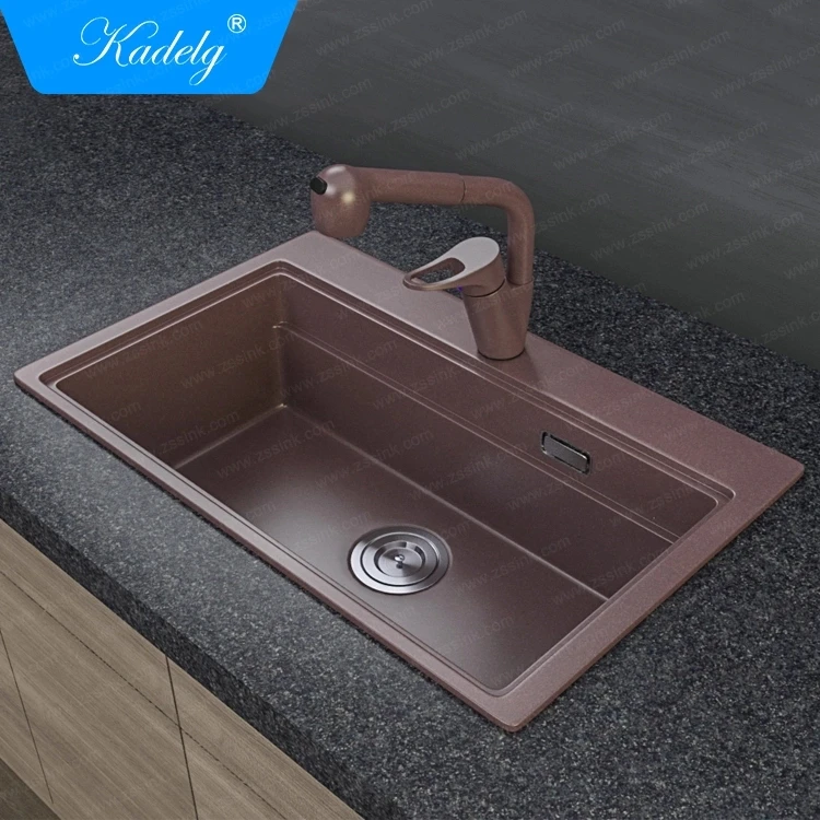 Modern Single Bowl Undermount Rectangular Granite Black Kitchen Sink