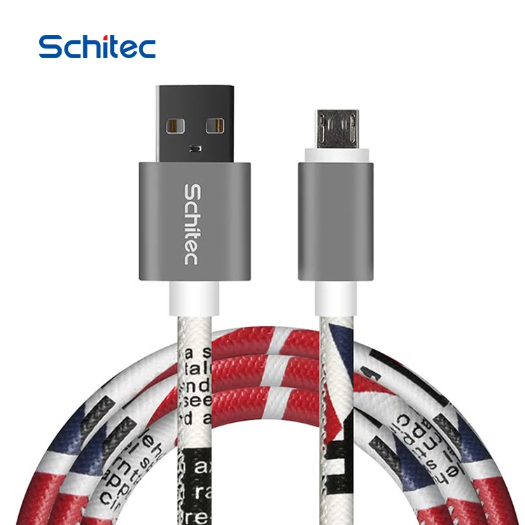 Schitec free shipping 1m 2A in stocks Leather Material Micro Fast Charging USB Phone Charger Cable