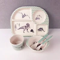 

100% biodegradable and eco friendly feature 5 pieces bamboo fiber children tableware